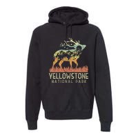 Yellowstone National Park Retro Vintage Mountain Elk Premium Hoodie