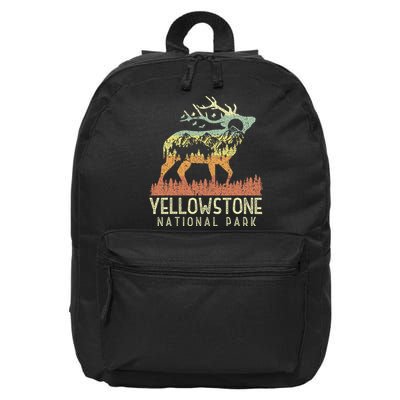 Yellowstone National Park Retro Vintage Mountain Elk 16 in Basic Backpack