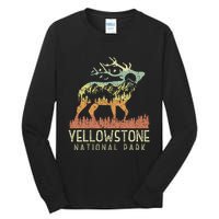 Yellowstone National Park Retro Vintage Mountain Elk Tall Long Sleeve T-Shirt