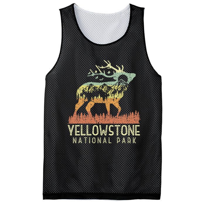 Yellowstone National Park Retro Vintage Mountain Elk Mesh Reversible Basketball Jersey Tank