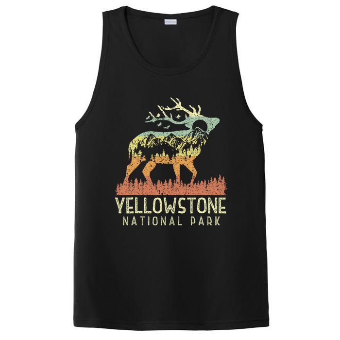 Yellowstone National Park Retro Vintage Mountain Elk PosiCharge Competitor Tank