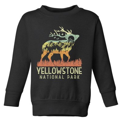 Yellowstone National Park Retro Vintage Mountain Elk Toddler Sweatshirt