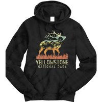 Yellowstone National Park Retro Vintage Mountain Elk Tie Dye Hoodie