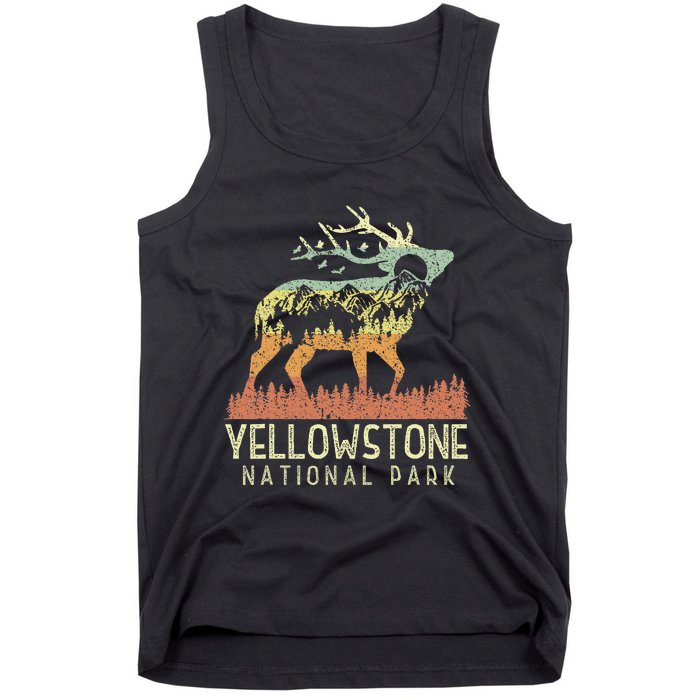 Yellowstone National Park Retro Vintage Mountain Elk Tank Top