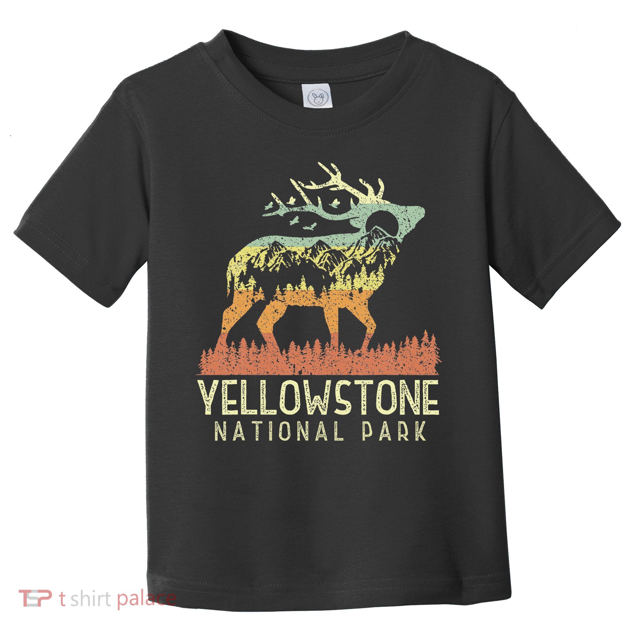 Yellowstone National Park Retro Vintage Mountain Elk Toddler T-Shirt