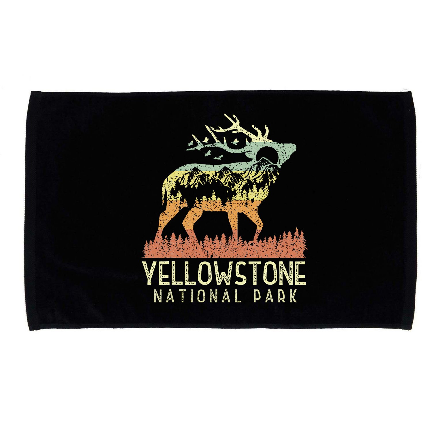 Yellowstone National Park Retro Vintage Mountain Elk Microfiber Hand Towel