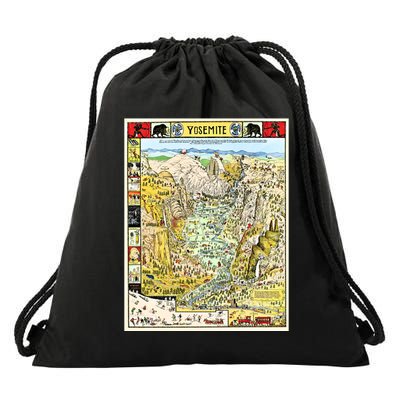 Yosemite National Park 1931 Decorative Pictorial Map Drawstring Bag