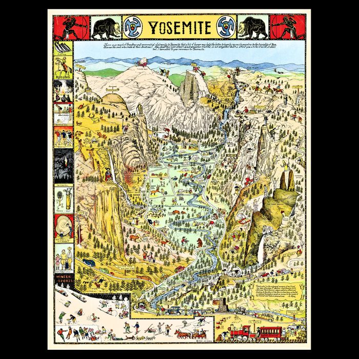 Yosemite National Park 1931 Decorative Pictorial Map Drawstring Bag