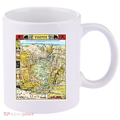 Yosemite National Park 1931 Decorative Pictorial Map 11oz C Handle Ceramic Mug