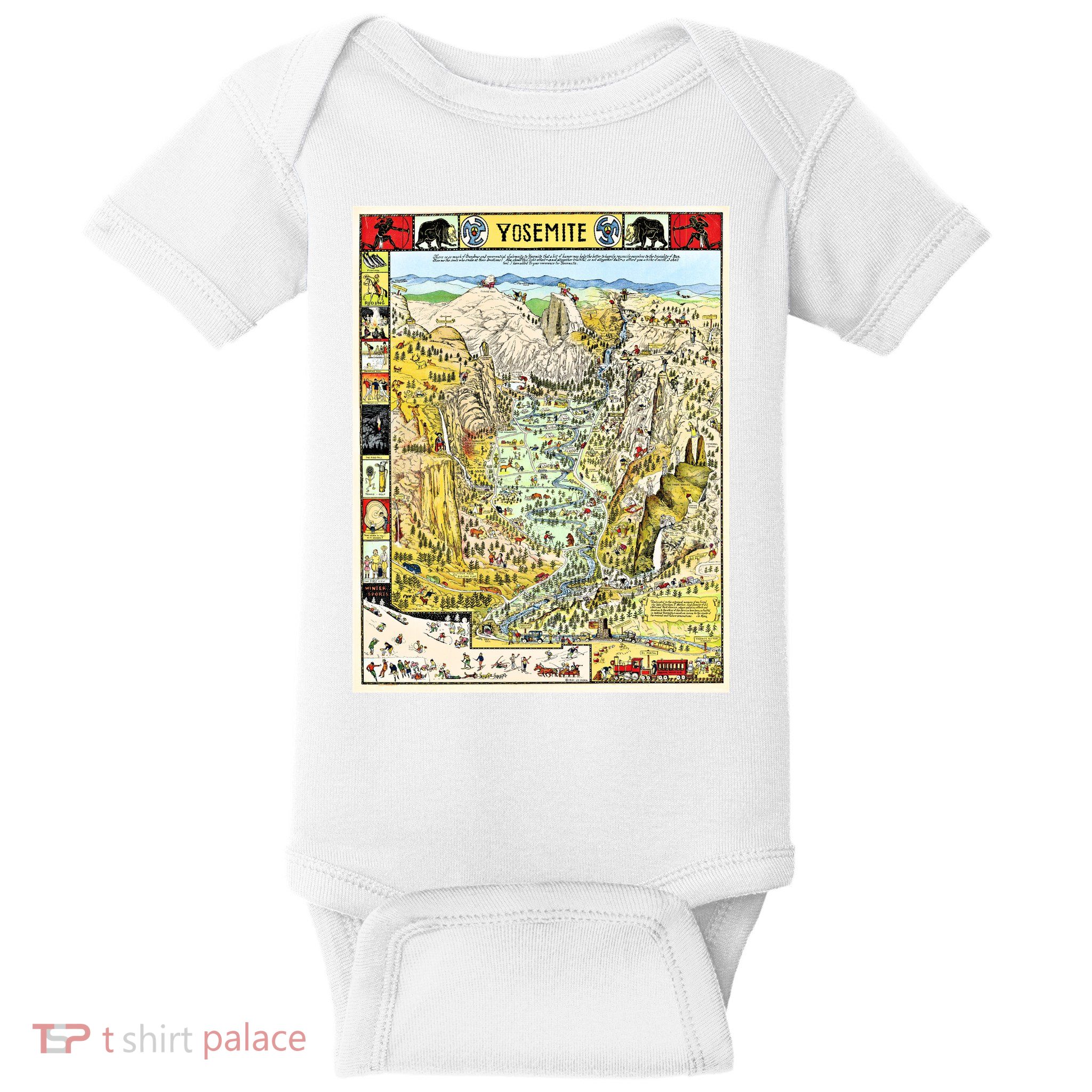 Yosemite National Park 1931 Decorative Pictorial Map Baby Bodysuit