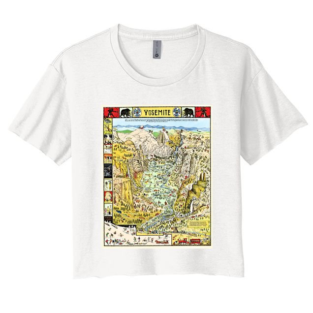 Yosemite National Park 1931 Decorative Pictorial Map Crop Top