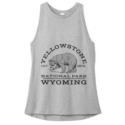 Yellowstone National Park Bear Wyoming Hike Outdoors Ladies PosiCharge Tri-Blend Wicking Tank