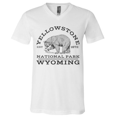 Yellowstone National Park Bear Wyoming Hike Outdoors V-Neck T-Shirt