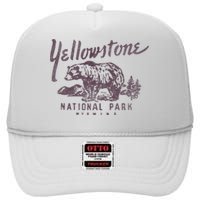 Yellowstone National Park Bear High Crown Mesh Back Trucker Hat