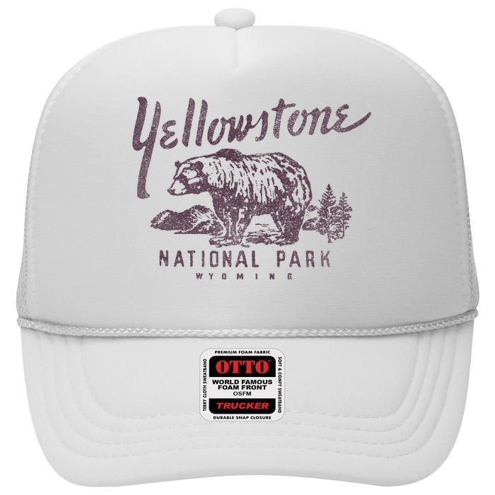 Yellowstone National Park Bear High Crown Mesh Back Trucker Hat