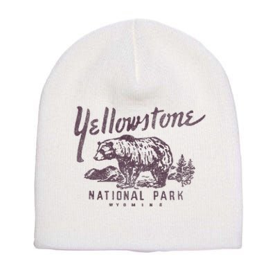 Yellowstone National Park Bear Short Acrylic Beanie