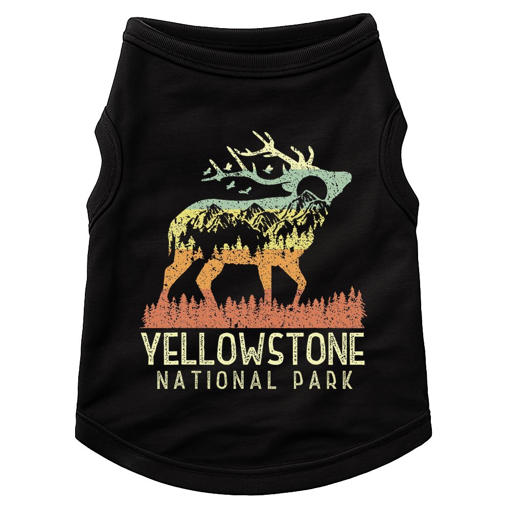 Yellowstone National Park Retro Vintage Mountain Elk Gift Doggie Tank