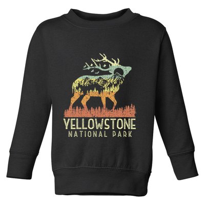 Yellowstone National Park Retro Vintage Mountain Elk Gift Toddler Sweatshirt