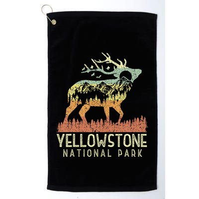 Yellowstone National Park Retro Vintage Mountain Elk Gift Golf Towel
