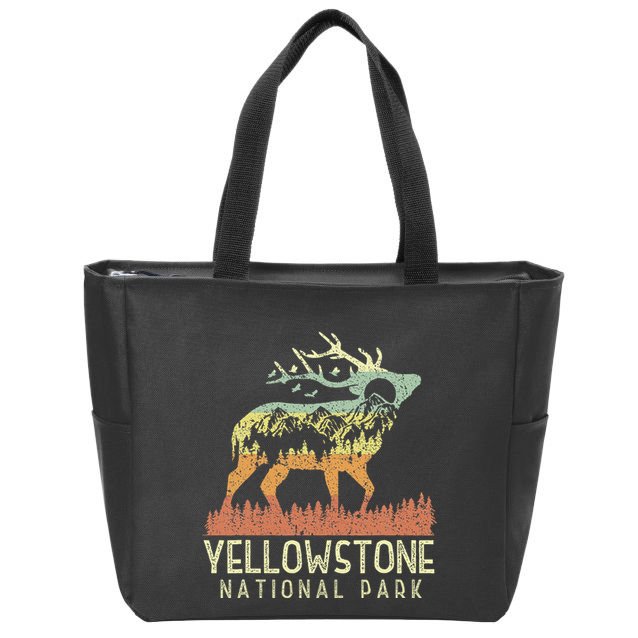 Yellowstone National Park Retro Vintage Mountain Elk Gift Zip Tote Bag