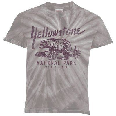 Yellowstone National Park Bear Graphic Kids Tie-Dye T-Shirt