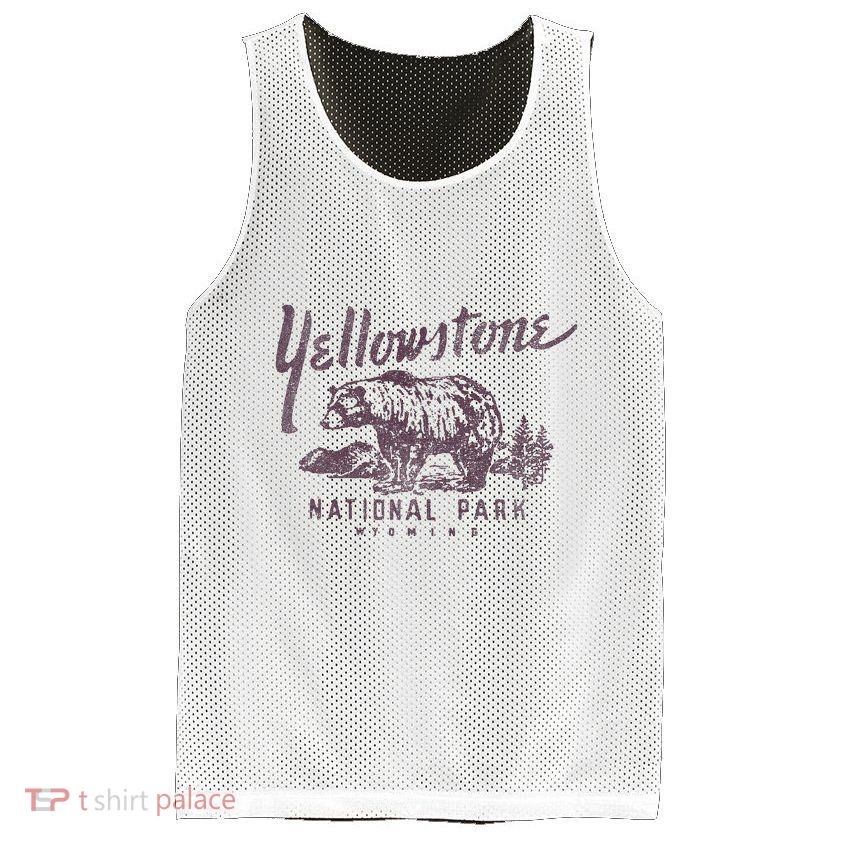 Yellowstone National Park Bear Graphic Mesh Reversible Basketball Jersey Tank