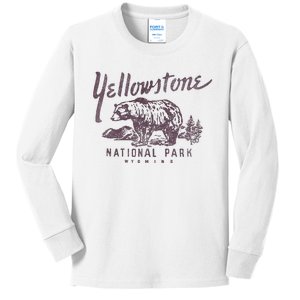 Yellowstone National Park Bear Graphic Kids Long Sleeve Shirt