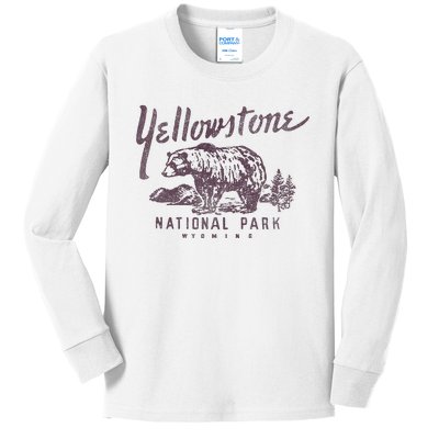 Yellowstone National Park Bear Graphic Kids Long Sleeve Shirt