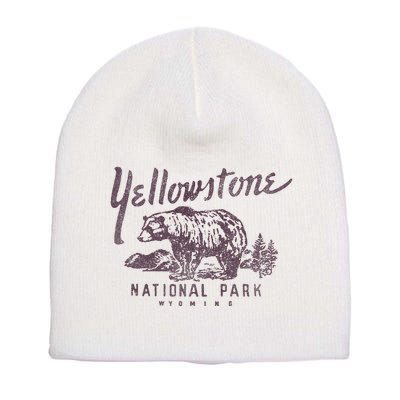 Yellowstone National Park Bear Graphic Short Acrylic Beanie