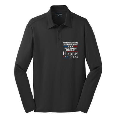 YouRe Not Running Against Joe Biden Kamala Harris Debate Silk Touch Performance Long Sleeve Polo