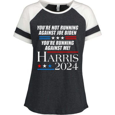 YouRe Not Running Against Joe Biden Kamala Harris Debate Enza Ladies Jersey Colorblock Tee