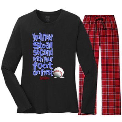 You'll Never Steal Second With Your Foot On First Women's Long Sleeve Flannel Pajama Set 