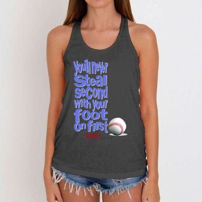 You'll Never Steal Second With Your Foot On First Women's Knotted Racerback Tank