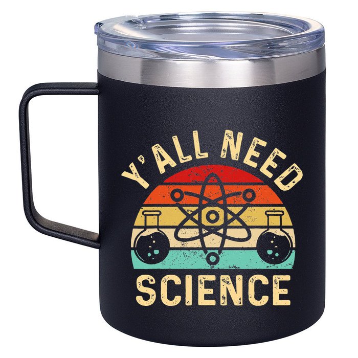 YAll Need Science Retro Teacher Student Funny Nerd Science 12oz Stainless Steel Coffee Mug