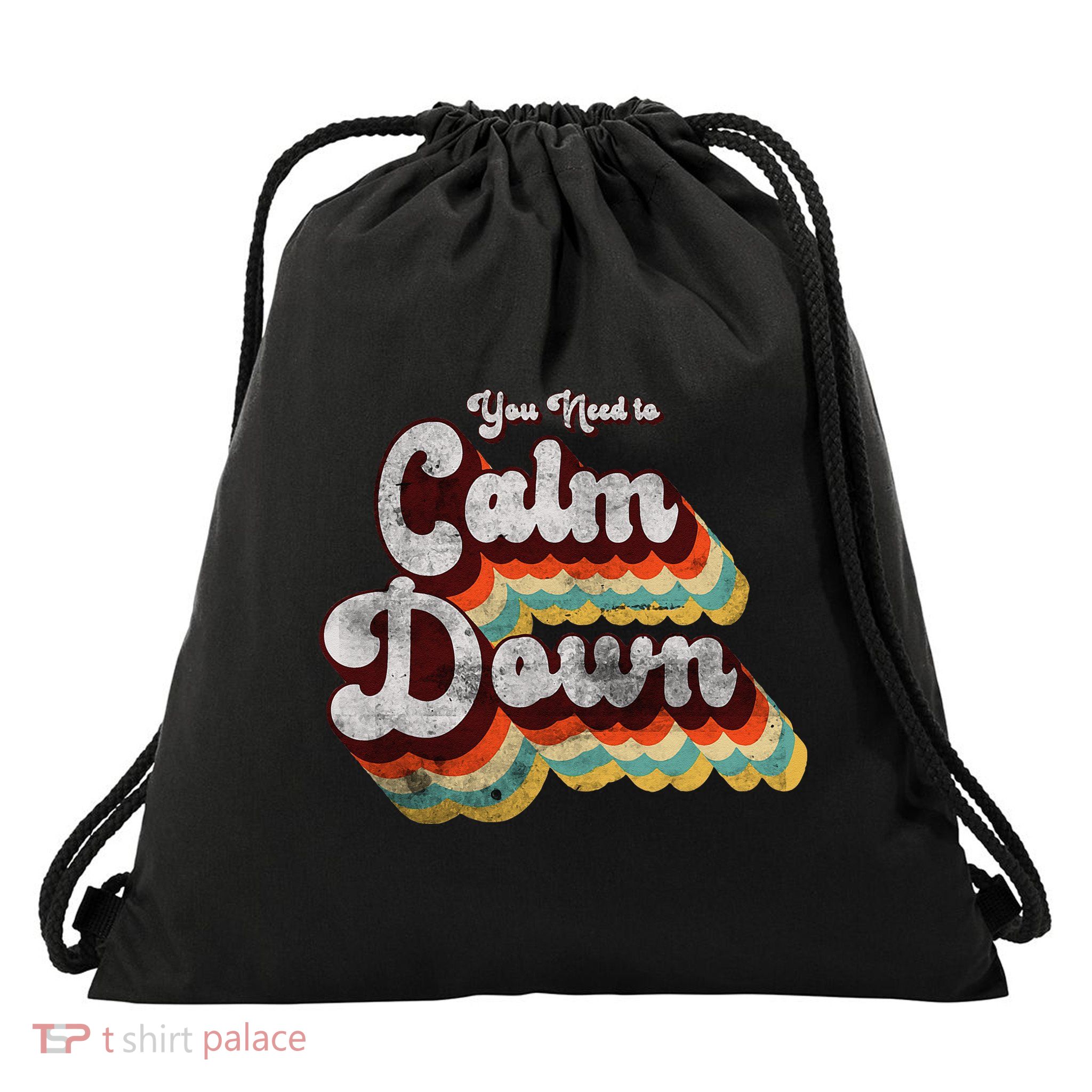 You Need To Calm Down Classic Retro Vintage Pride 80’s Gift Drawstring Bag