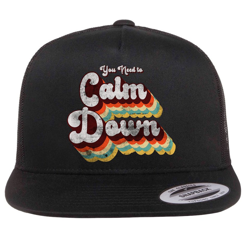 You Need To Calm Down Classic Retro Vintage Pride 80’s Gift Flat Bill Trucker Hat