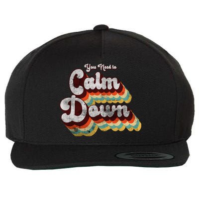 You Need To Calm Down Classic Retro Vintage Pride 80’s Gift Wool Snapback Cap