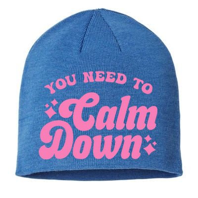 You Need To Calm Down Groovy Retro Cute Funny Sustainable Beanie