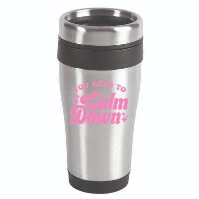 You Need To Calm Down Groovy Retro Cute Funny 16oz Travel Tumbler