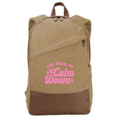 You Need To Calm Down Groovy Retro Cute Funny Cotton Canvas Backpack