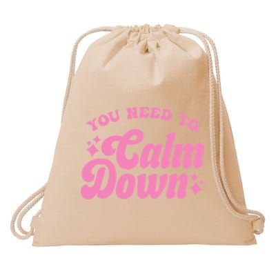 You Need To Calm Down Groovy Retro Cute Funny Drawstring Bag