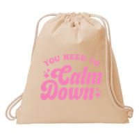 You Need To Calm Down Groovy Retro Cute Funny Drawstring Bag