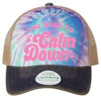 You Need To Calm Down Groovy Retro Cute Funny Legacy Tie Dye Trucker Hat