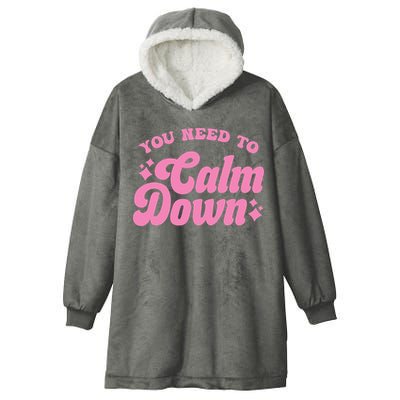 You Need To Calm Down Groovy Retro Cute Funny Hooded Wearable Blanket
