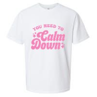 You Need To Calm Down Groovy Retro Cute Funny Sueded Cloud Jersey T-Shirt