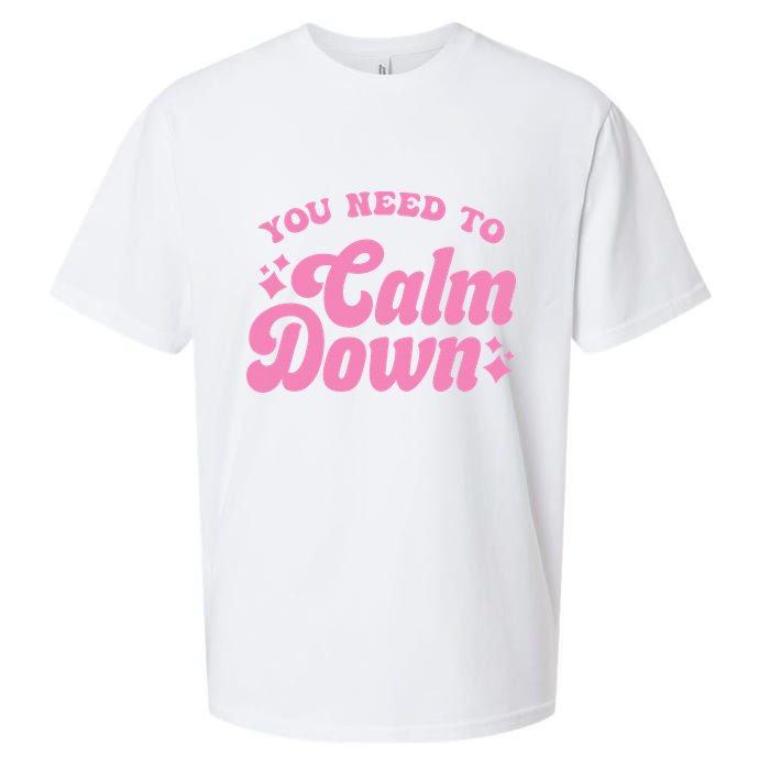You Need To Calm Down Groovy Retro Cute Funny Sueded Cloud Jersey T-Shirt