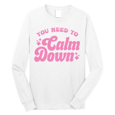 You Need To Calm Down Groovy Retro Cute Funny Long Sleeve Shirt