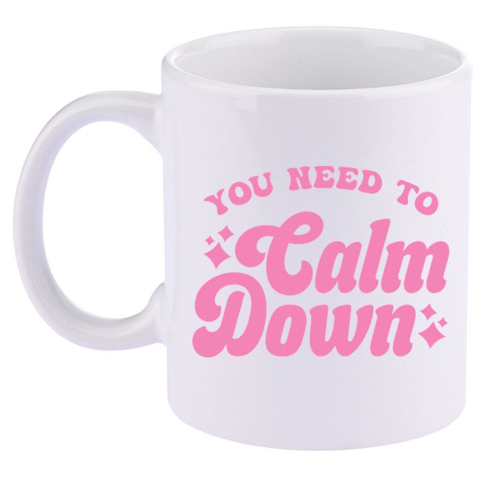 You Need To Calm Down Groovy Retro Cute Funny 11oz C Handle Ceramic Mug