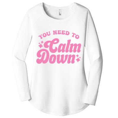 You Need To Calm Down Groovy Retro Cute Funny Women's Perfect Tri Tunic Long Sleeve Shirt