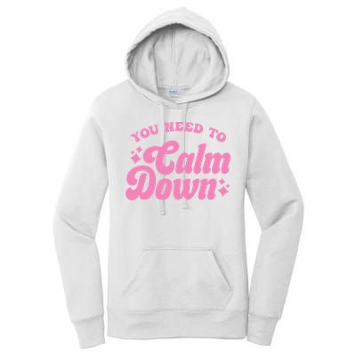 You Need To Calm Down Groovy Retro Cute Funny Women's Pullover Hoodie